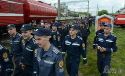 Надзвичайники провели навчання з гасіння пожежі на станції Львів (ФОТО)