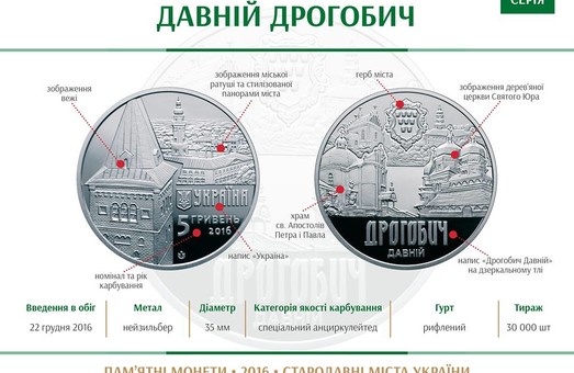 Нацбанк ввів у обіг монету «Давній Дрогобич»