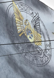 Мурал із емблемою контрозвідки СБУ у Харкові. Фото: Едуард Рубін