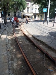 У центрі Львова замінили біля 70 метрів трамвайної колії